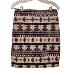 Ann Taylor Skirt Unique‎ Aztec Southwestern Tribal Knit Size 4P Multicolor EUC